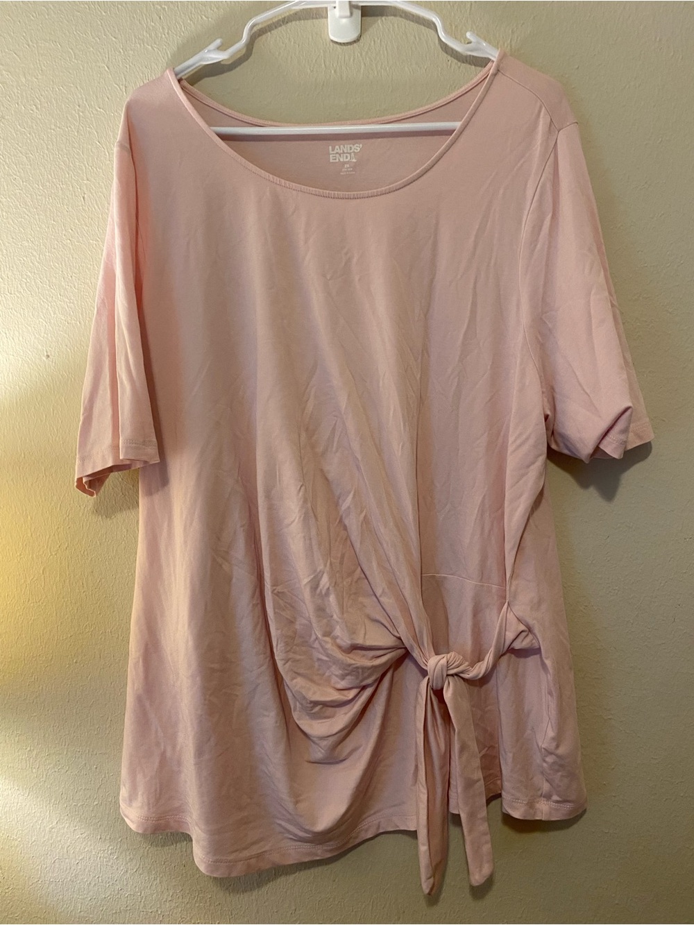 Women’s Land’s End Plus Sz2X Pink Top W Front Tie Detail